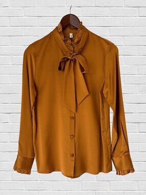 Lilysilk long sleeve copper silk blouse
